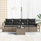 Sofa Set mit Kissen 5 pcs Grau Poly-Rattan