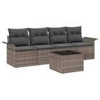 Sofa Set mit Kissen 5 pcs Grau Poly-Rattan