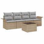 Sofa Set mit Kissen 5 pcs Beige Poly-Rattan