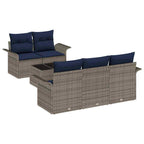 Gartensofa-set mit Kissen 6 pcs Grau Poly-Rattan