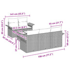 Gartensofa-set mit Kissen 6 pcs Grau Poly-Rattan