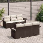 Gartensofa-set mit Kissen 7 pcs Braun Poly-Rattan