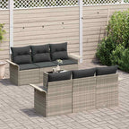 Gartensofa-set mit Kissen 7 pcs Hellgrau Poly-Rattan