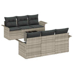 Gartensofa-set mit Kissen 7 pcs Hellgrau Poly-Rattan