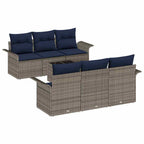 Gartensofa-set mit Kissen 7 pcs Grau Poly-Rattan