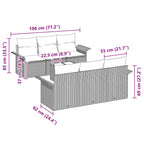 Gartensofa-set mit Kissen 7 pcs Schwarz Poly-Rattan