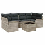 Gartensofa-set mit Kissen 7 pcs Hellgrau Poly-Rattan