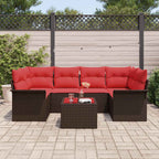 Gartensofa-set mit Kissen 7 pcs Braun Poly-Rattan
