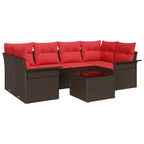 Gartensofa-set mit Kissen 7 pcs Braun Poly-Rattan