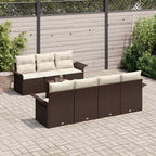Gartensofa-set mit Kissen 8 pcs Braun Poly-Rattan