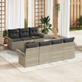 Gartensofa-set mit Kissen 8 pcs Hellgrau Poly-Rattan