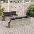 Gartensofa-set mit Kissen 8 pcs Hellgrau Poly-Rattan