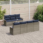 Gartensofa-set mit Kissen 8 pcs Grau Poly-Rattan