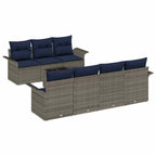 Gartensofa-set mit Kissen 8 pcs Grau Poly-Rattan