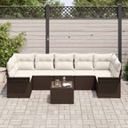 Gartensofa-set mit Kissen 8 pcs Braun Poly-Rattan