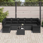 Gartensofa-set mit Kissen 8 pcs Schwarz Poly-Rattan