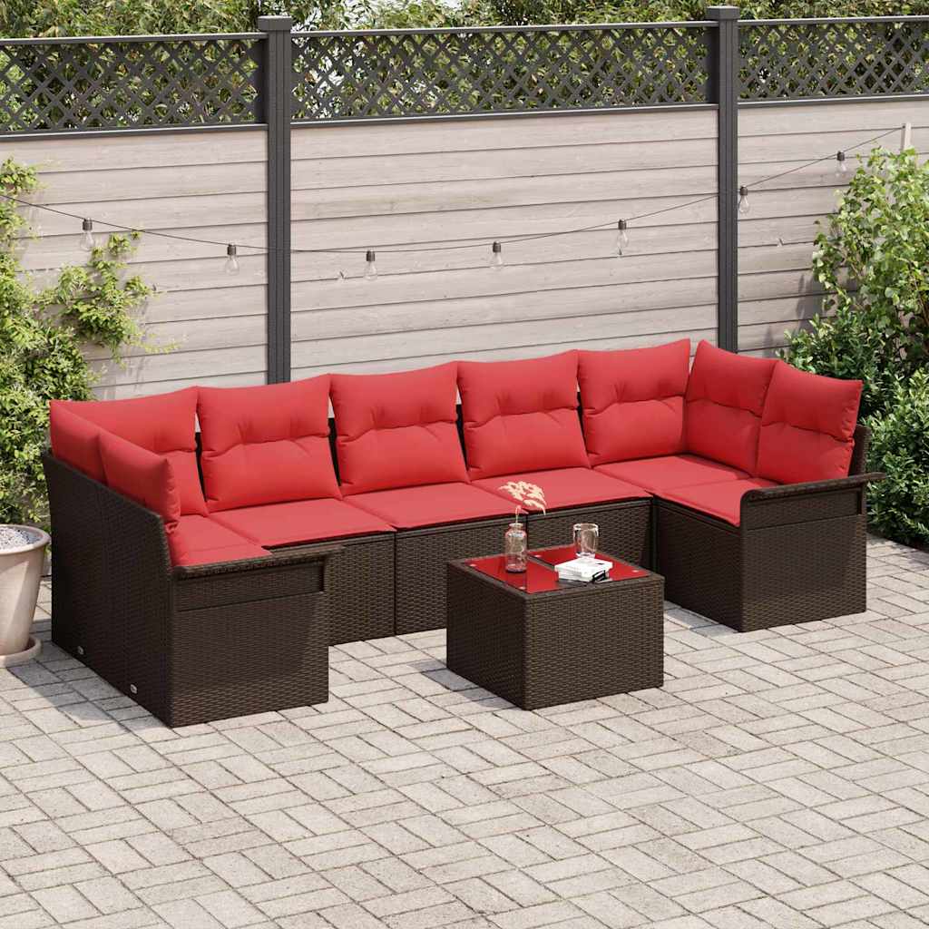 Gartensofa-set 8 pcs Braun Poly-Rattan
