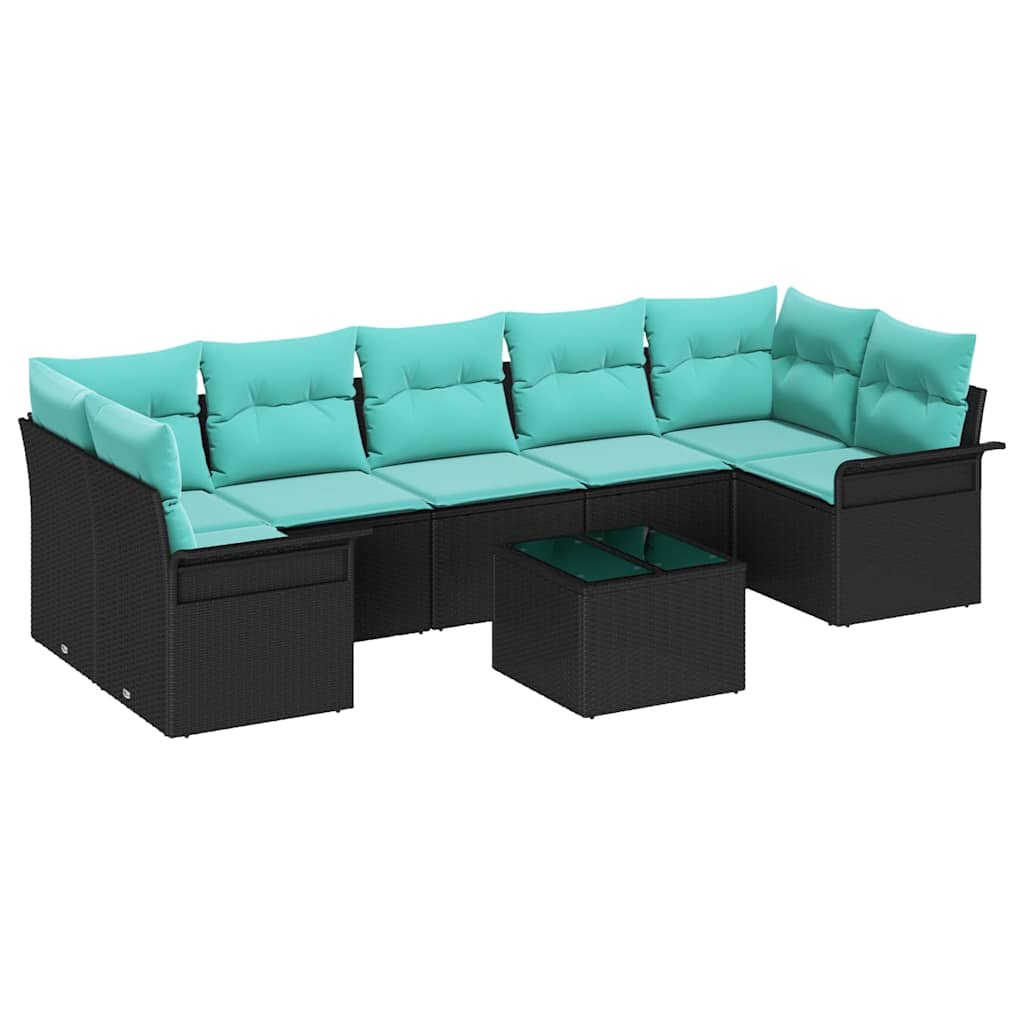 Gartensofa-set 8 pcs Schwarz Poly-Rattan