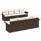 Gartensofa-set mit Kissen 9 pcs Braun Poly-Rattan