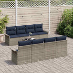 Gartensofa-set mit Kissen 9 pcs Grau Poly-Rattan