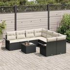 Gartensofa-set mit Kissen 9 pcs Schwarz Poly-Rattan