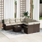 Gartensofa-set mit Kissen 9 pcs Braun Poly-Rattan