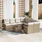 Gartensofa-set mit Kissen 9 pcs Beige Poly-Rattan