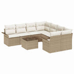 Gartensofa-set mit Kissen 9 pcs Beige Poly-Rattan