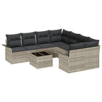 Gartensofa-set mit Kissen 9 pcs Hellgrau Poly-Rattan