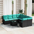 Gartensofa-set mit Kissen 9 pcs Schwarz Poly-Rattan