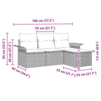 Sofa Set mit Kissen 4 pcs Schwarz und Creme Poly-Rattan