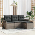 Sofa Set mit Kissen 4 pcs Grau Poly-Rattan