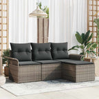Sofa Set mit Kissen 4 pcs Grau Poly-Rattan