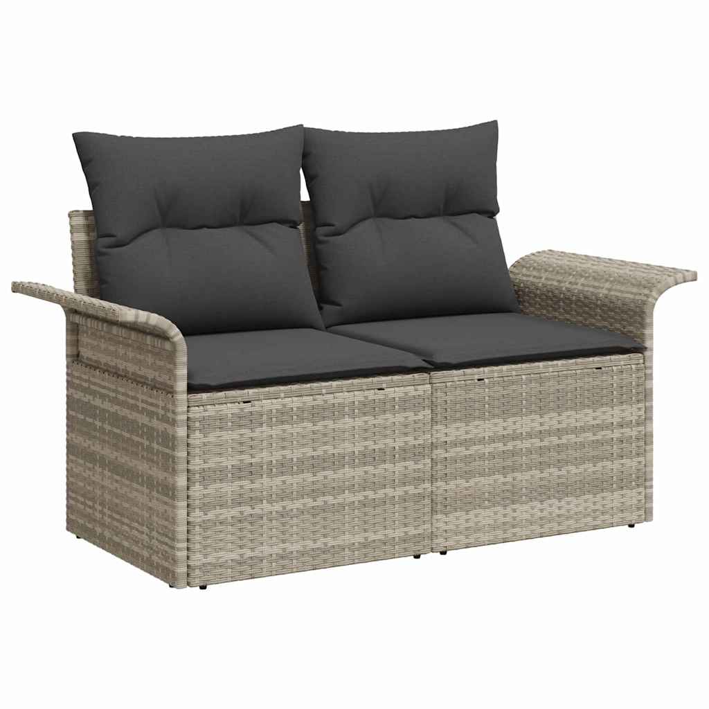 Sofa Set mit Kissen 4 pcs Grau Poly-Rattan