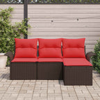 Gartensofa-set mit Kissen 4 pcs Braun Poly-Rattan