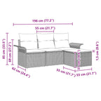 Gartensofa-set mit Kissen 4 pcs Braun Poly-Rattan