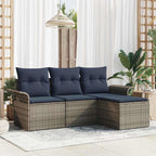 Gartensofa-set mit Kissen 4 pcs Grau Poly-Rattan