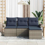 Gartensofa-set mit Kissen 4 pcs Grau Poly-Rattan