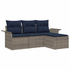 Gartensofa-set mit Kissen 4 pcs Grau Poly-Rattan