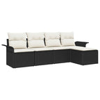 Outdoor-Sofa mit Kissen 5 pcs Schwarz Poly-Rattan