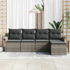 Outdoor-Sofa mit Kissen 5 pcs Grau Poly-Rattan