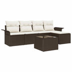 Outdoor-Sofa mit Kissen 6 pcs Braun Poly-Rattan