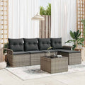 Outdoor-Sofa mit Kissen 6 pcs Grau Poly-Rattan