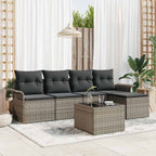 Outdoor-Sofa mit Kissen 6 pcs Grau Poly-Rattan