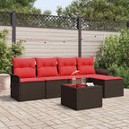 Gartensofa-set mit Kissen 6 pcs Braun Poly-Rattan