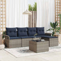 Gartensofa-set mit Kissen 6 pcs Grau Poly-Rattan
