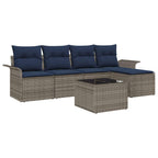 Gartensofa-set mit Kissen 6 pcs Grau Poly-Rattan