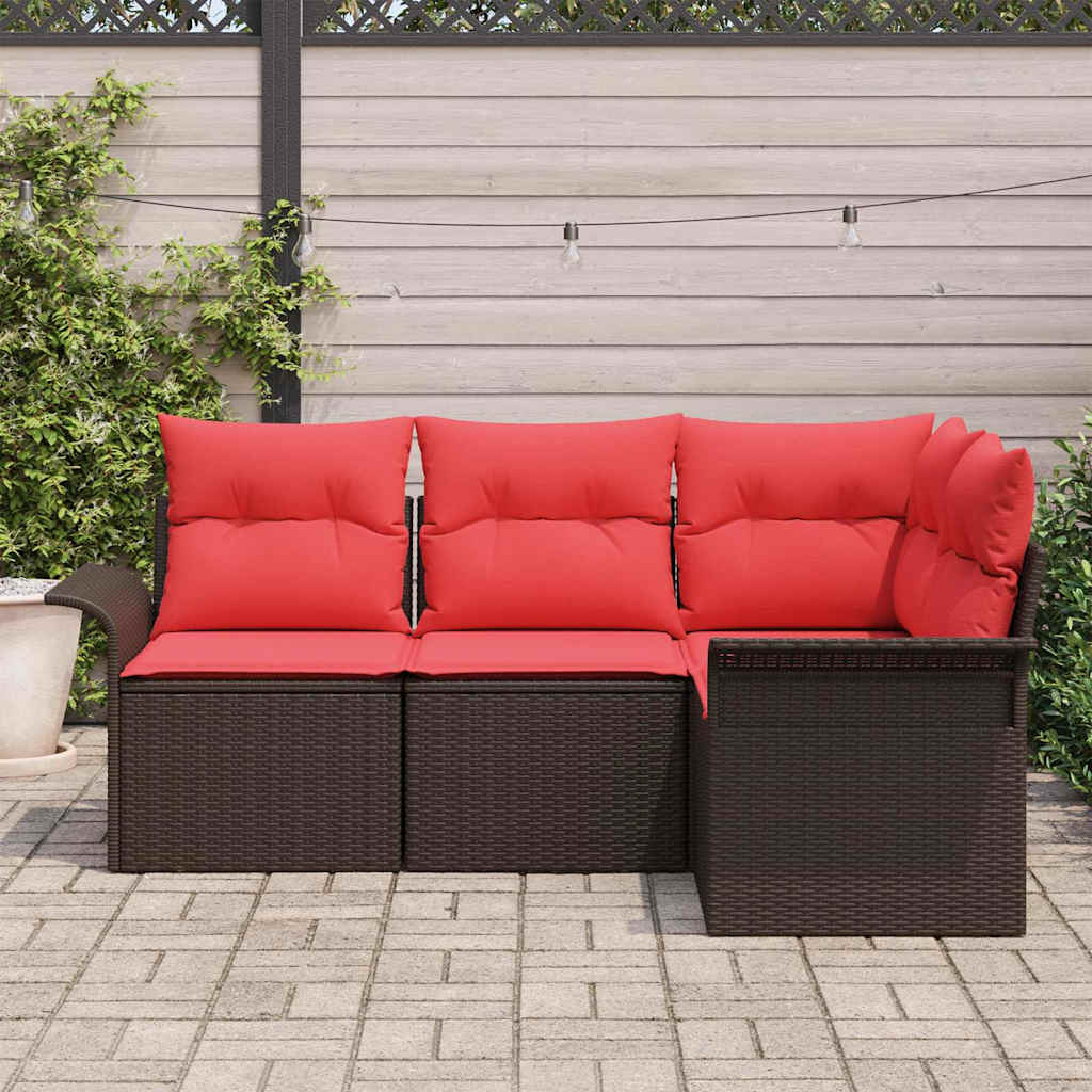 Gartensofa-set mit Kissen Braun Poly-Rattan