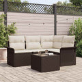 Gartensofa-set mit Kissen 5 pcs Braun Poly-Rattan