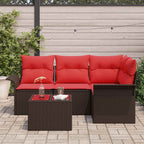 Gartensofa-set mit Kissen 5 pcs Braun Poly-Rattan